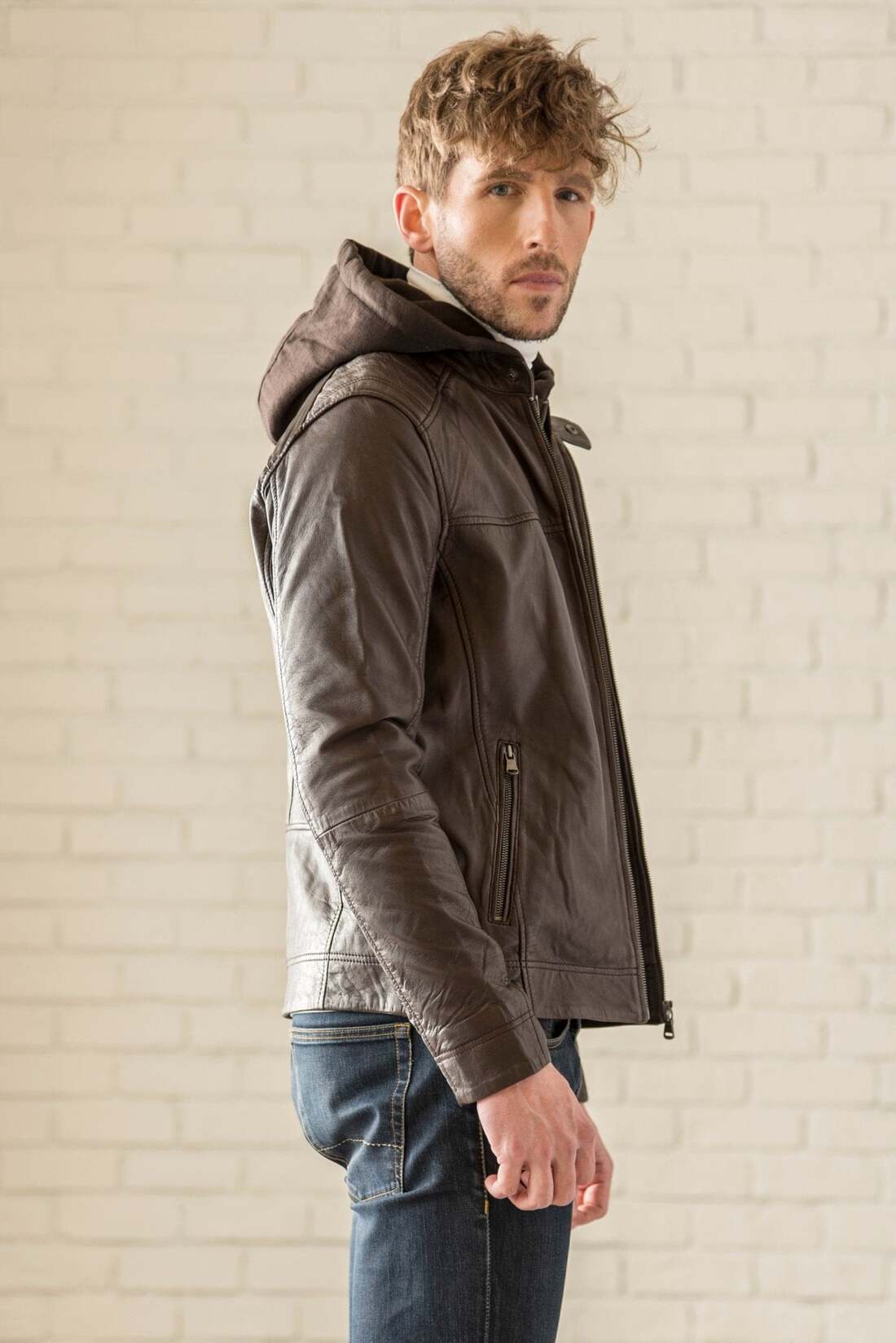 Removable Hood Leather Jacket - HIDES