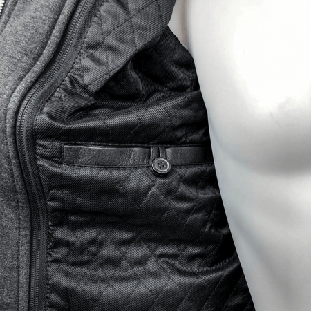 Removable Hood Leather Jacket - Black