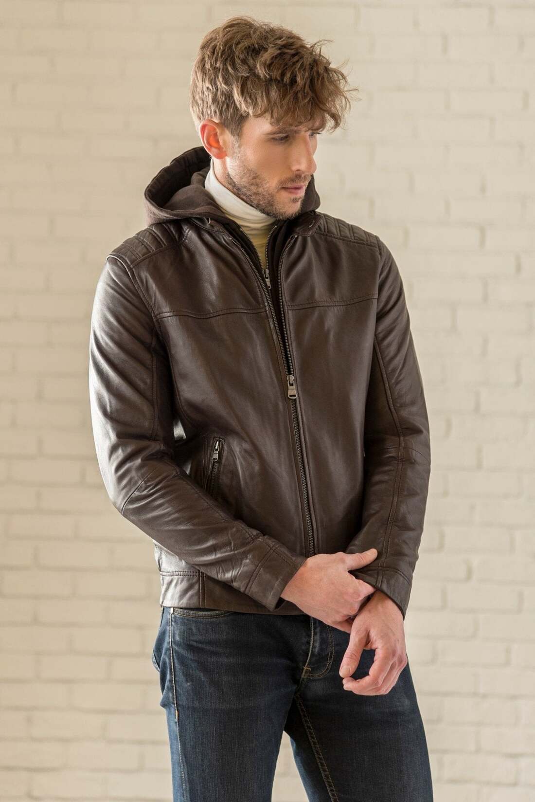 Removable Hood Leather Jacket - HIDES