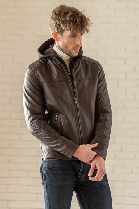 Removable Hood Leather Jacket - HIDES