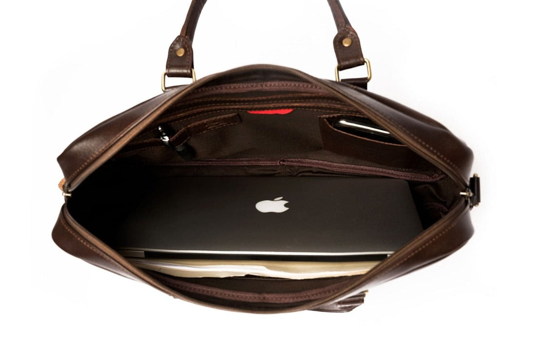 Handcrafted Antique Brown Leather Briefcase - HIDES
