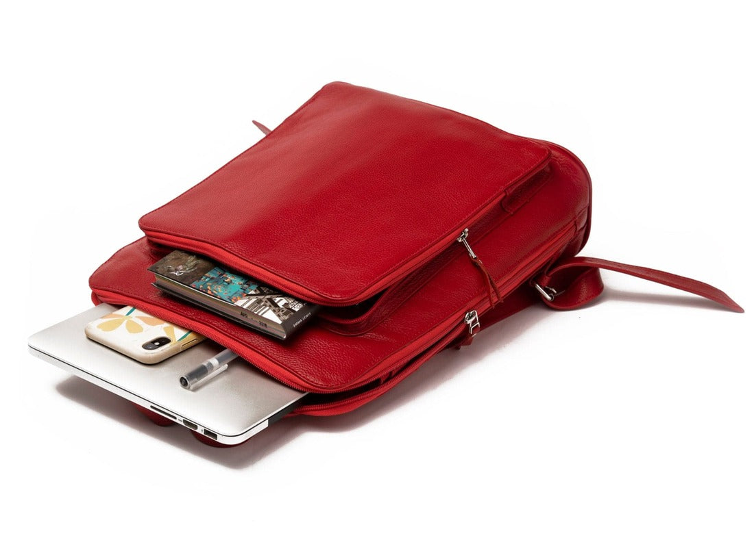 Shop Tech Leather Backpack - Red Color – HIDES