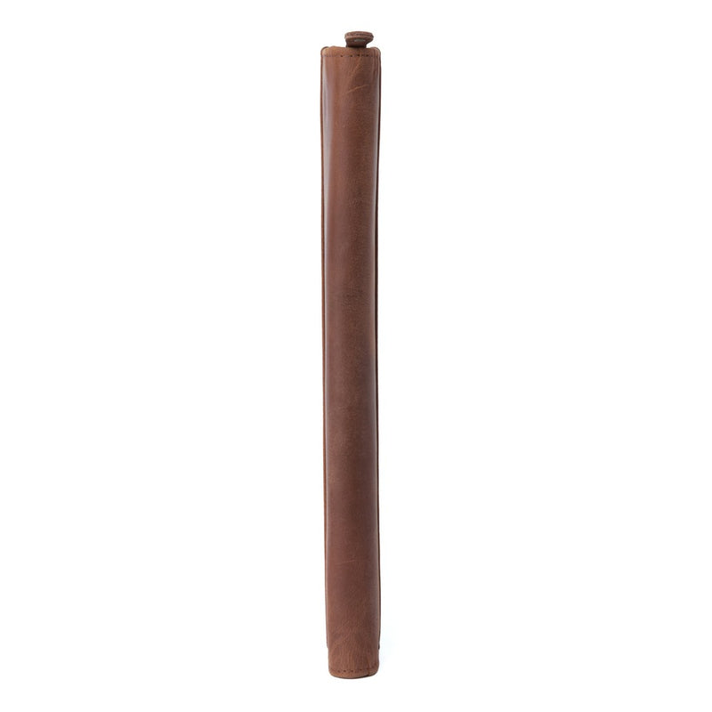 Zip Up Leather Padfolio - Saddle Brown