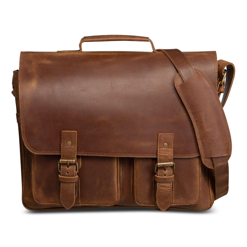 Front Pocket Leather Briefcase - HIDES