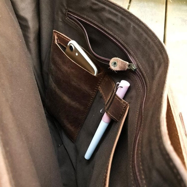 Front Pocket Leather Briefcase - HIDES