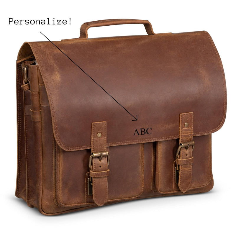 Front Pocket Leather Briefcase - HIDES