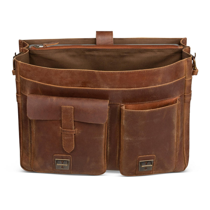 Front Pocket Leather Briefcase - HIDES