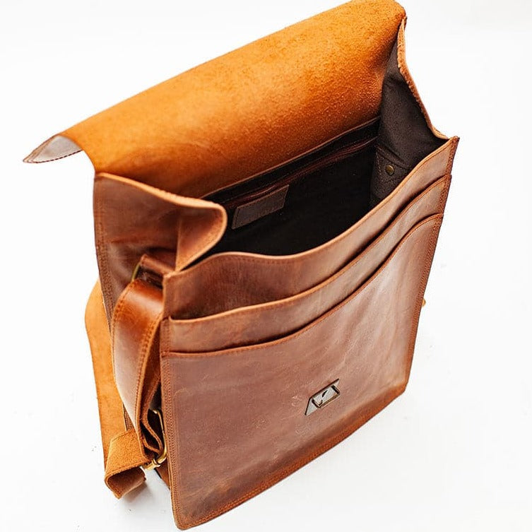 Montreal Leather Satchel - Saddle Brown - HIDES