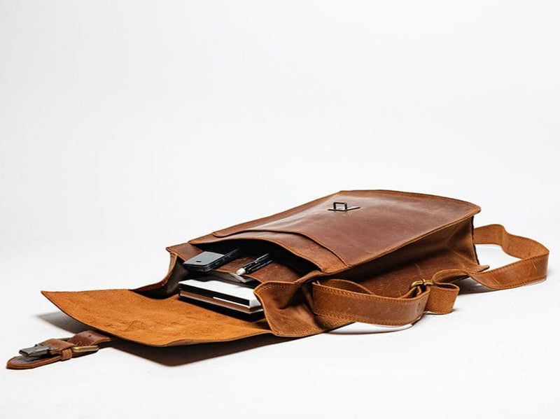 Montreal Leather Satchel - Saddle Brown - HIDES